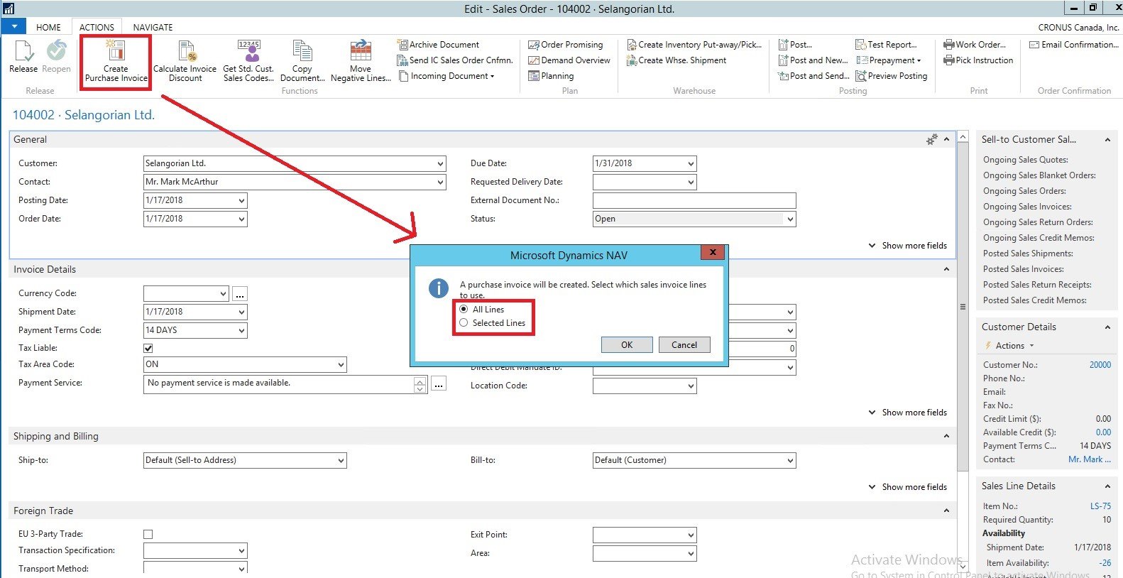 create-purchase-invoice-from-sales-order-in-nav-2017